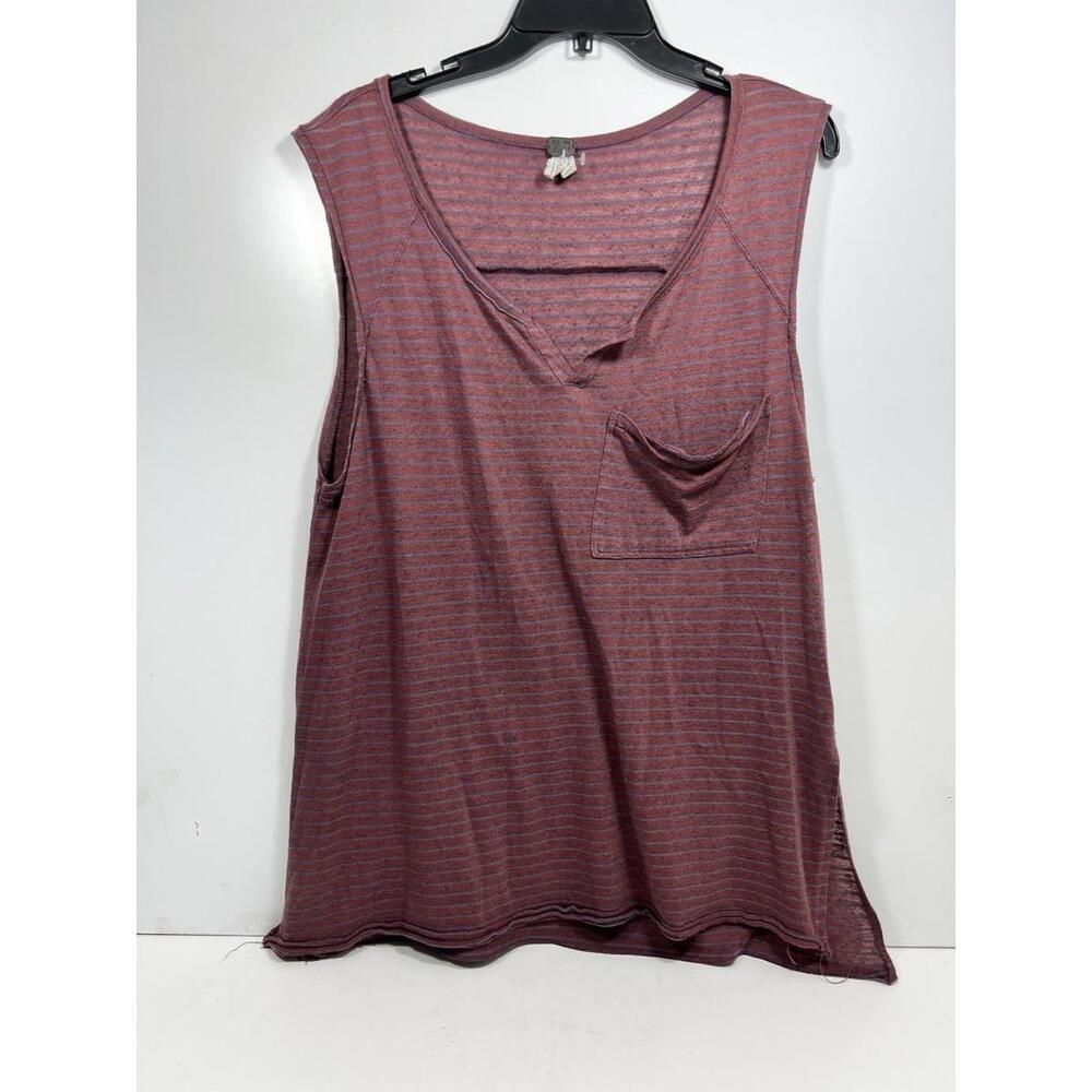 Free People We The Free Weekend Warrior Top Size Med Oversize Brick Stripe Boho - Picture 2 of 8
